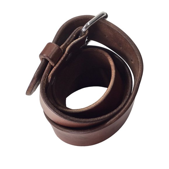 Men's Belt Leather Super Heavy Duty Thick Wide Sturdy Brown Work Roller Buckle - Picture 5 of 6